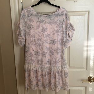Loft lacy floral flounce dress